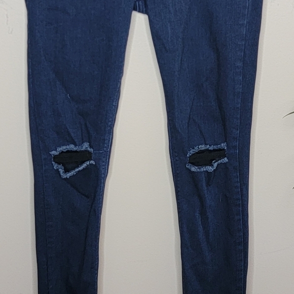 Just Black | Dark Wash Ripped Knee Denim Skinny Jeans size 28 - Picture 5 of 6